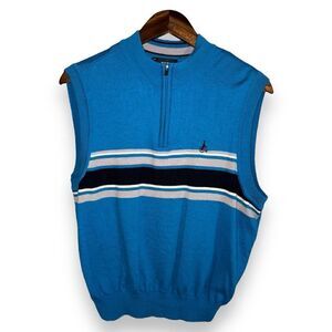 Blue Bean Pole Golf Wool Quarter Zip Sweater vest Size M